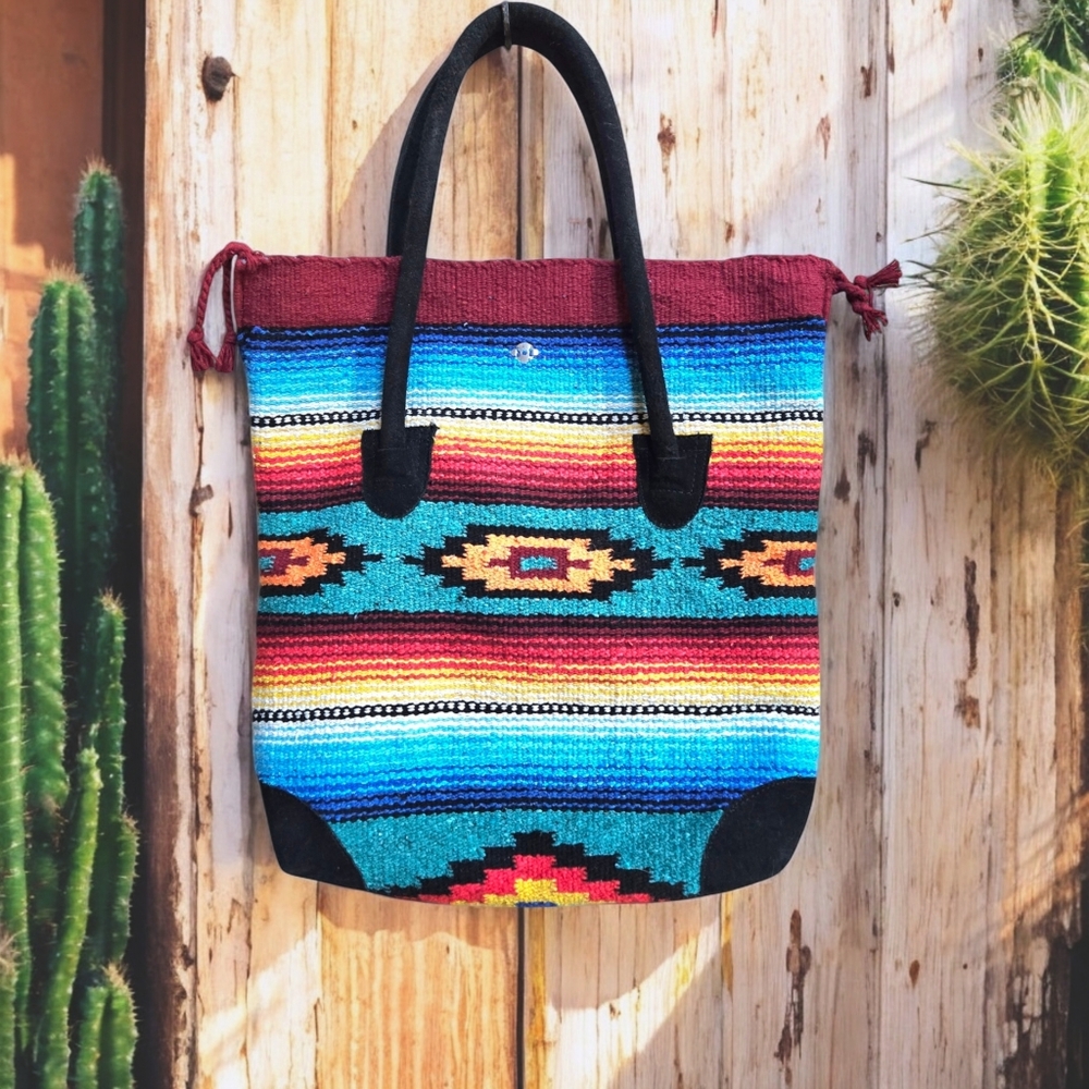 El Paso Saddle Blanket Co. Large Tote Bag, Southwestern Tribal Western Cowgirl
